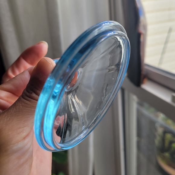 Rare Vintage Fosforia Blue Depression Glass Sugar Bowl with Lid "AS IS" - Picture 7 of 11